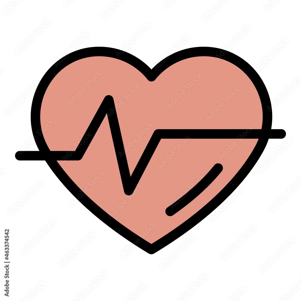 Wall mural Healthy heart rate icon. Outline healthy heart rate vector icon color flat isolated - Wall murals