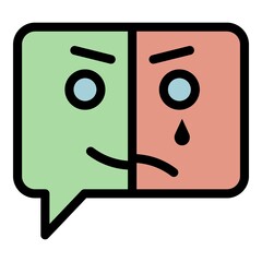 Mental disease chat icon. Outline mental disease chat vector icon color flat isolated