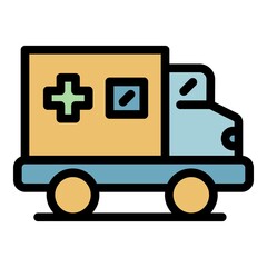 Ambulance truck icon. Outline ambulance truck vector icon color flat isolated