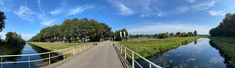 Fototapeta na wymiar Panorama from the berkel canal around Haarlo