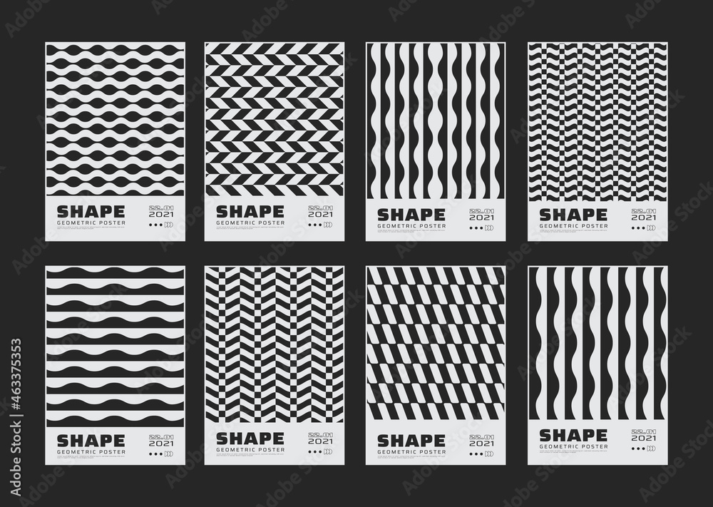Leinwandbilder set of minimalist geometric posters. cool simple abstract pattern vector design. modern monochrome b