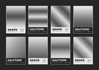 Collection of Halftone Textures. Cool Monochrome Swiss Design Posters Collection. Futuristic Backgrounds.