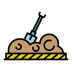 Farm shovel icon. Outline farm shovel vector icon color flat isolated