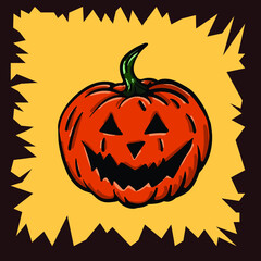 halloween pumpkin logo simple icon design illustration