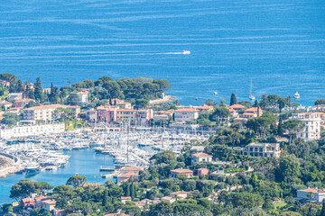 Aerial view of Saint-Jean-Cap-Ferrat with the blue sea and beautiful beaches