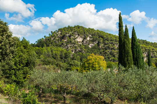 landscape with sky and clouds in Salernes, Provence, South of France