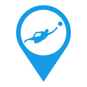 recommend clip art: Icono plano silueta de jugador de voleibol de playa con pelota saltando en marcador de posición color azul