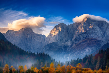 Triglav mountain peak at sunrise