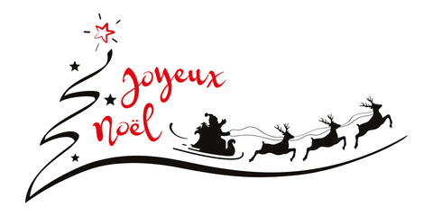 JOYEUX NO&Euml;L AVEC TRAINEAU ET SAPIN