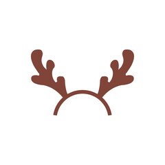 Icono plano con silueta de diadema de cornamenta de reno en color marrón