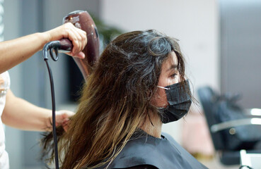 Fototapeta premium Haircut, Styling and hair ironing