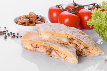 Delicious fresh sandwich grill with pita, cheese and meat