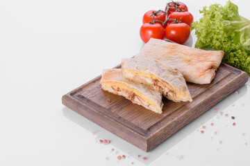 Delicious fresh sandwich grill with pita, cheese and meat