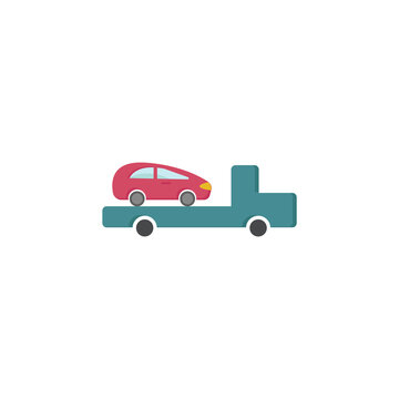 tow truck isolated illustration. tow truck flat icon on white background. tow truck clipart.