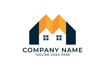 real estate logo deisgn, property investment, letter m logo design
