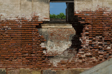 Vintage wall broken with a big hole