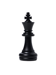 isolated black king chess piece on white background.