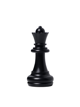isolated black queen chess piece on white background.