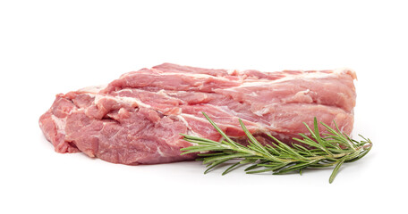 Raw meat steak with rosemary.