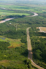 Aerial view of road and highway