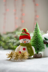 Funny snowman home decor for winter holiday concept