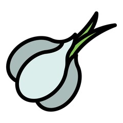 Spicy garlic icon. Outline spicy garlic vector icon color flat isolated