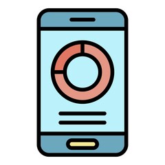 Smartphone icon. Outline smartphone vector icon color flat isolated