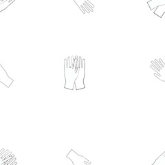 A seamless jpeg pattern of rubber gloves isolated on white background. Designed in black and white colors for medical concepts, backgrounds, prints, templates