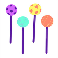 Lollipops on a stick of different different colors.