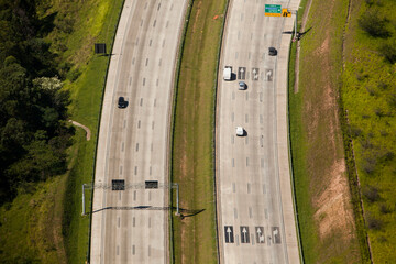Aerial view of road and highway - bridge