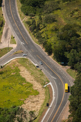 Aerial view of road and highway - bridge