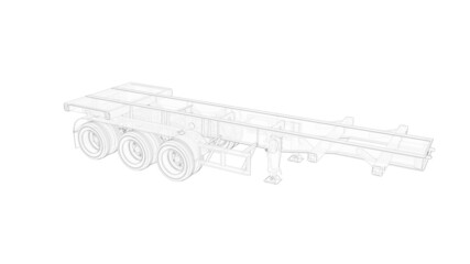 3D rendering of an ampty truck trailer semi logistics isolated on white background.