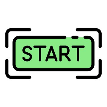 Start project button icon. Outline start project button vector icon color flat isolated