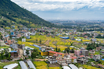Fototapeta na wymiar Rice Fields and Kathmandu City