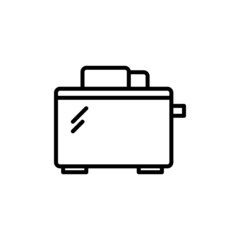 Toaster with toasts line icon. Editable stroke. Minimal kitchen equipment illustration. Concept of simple pictogram for electric kitchenware