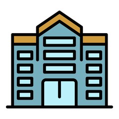 Office city building icon. Outline office city building vector icon color flat isolated