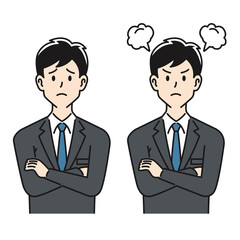 悩む＆怒る表情のサラリーマン