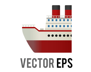 Vector red large ship icon, transport of people or cargo across ocean