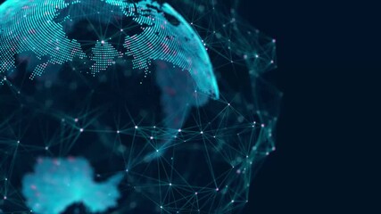 Network connection structure. Abstract technology background with digital connecting data on planet. Map Earth of dots. Blockchain concept. 3D rendering. - Powered by Adobe