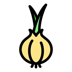 Garden onion icon. Outline garden onion vector icon color flat isolated