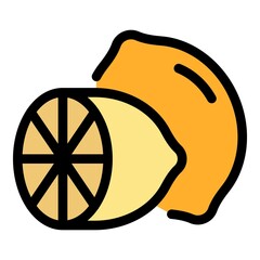 Half lemon icon. Outline half lemon vector icon color flat isolated