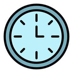 Wall clock icon. Outline wall clock vector icon color flat isolated