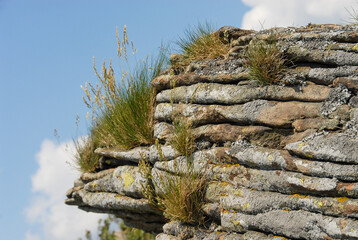 Rocks in the mountain green hills, Bieszczady Mountains, Poland