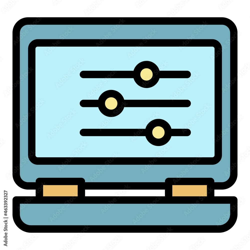 Poster computer creator icon. outline computer creator vector icon color flat isolated