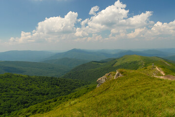Naklejka premium Green mountain hills, Bieszczady Mountains, Poland