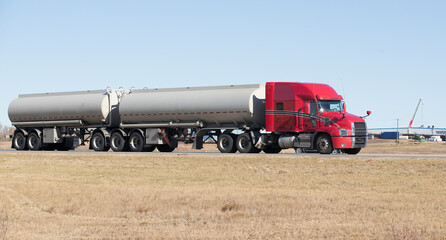 Heavy Cargo on the Road. A truck hauling freight along a highway
