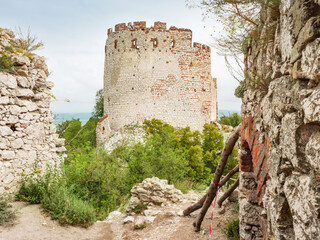 Devicky or Divci Hrady castle. Ruin of limestone gothic castle