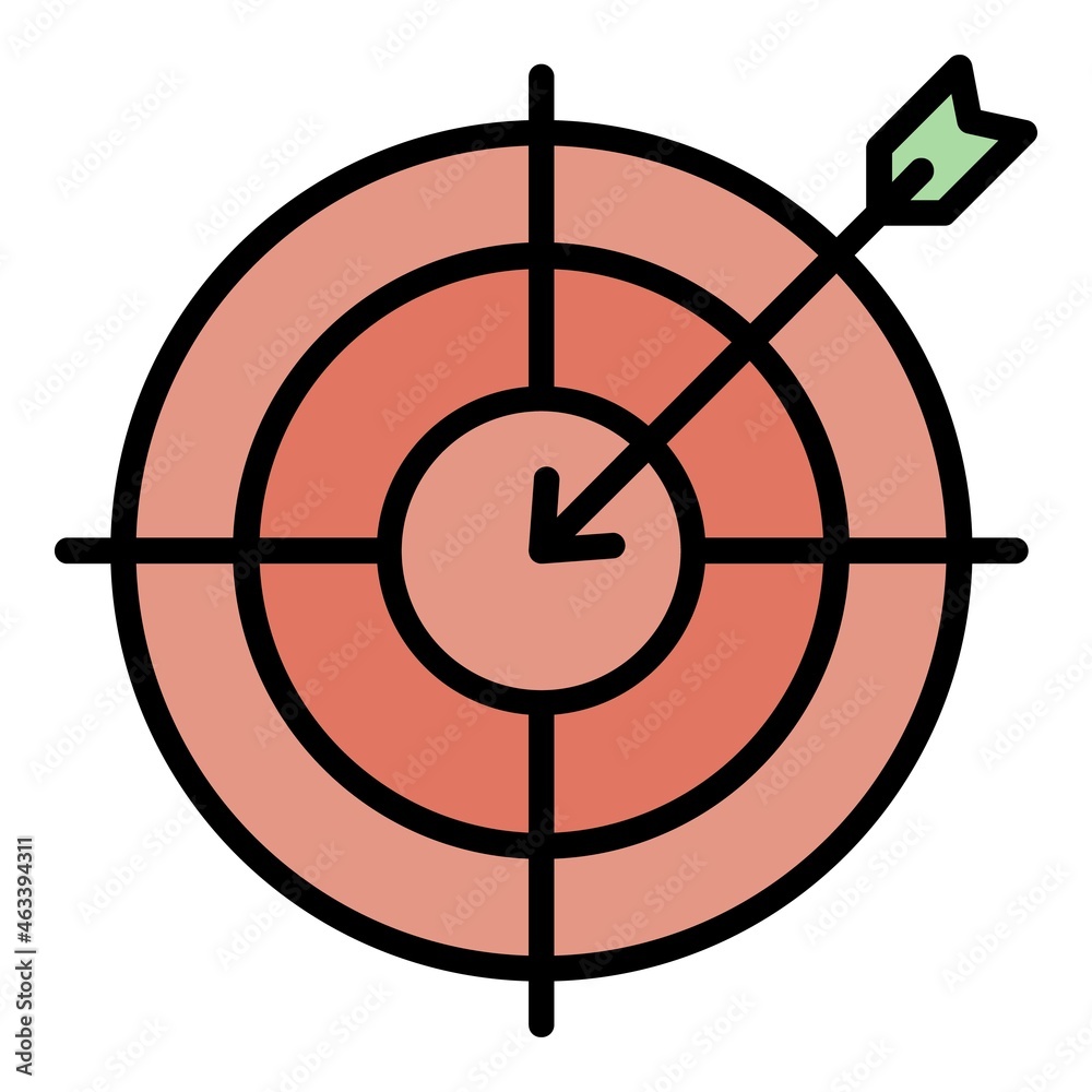 Poster arrow in target icon. outline arrow in target vector icon color flat isolated