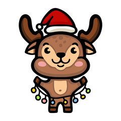 christmas deer cartoon vector Design mascot