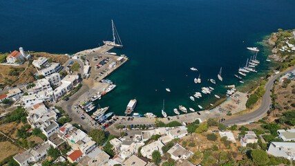 Aerial drone photo from picturesque main port of Skiros or Skyros island, Sporades, Greece © aerial-drone